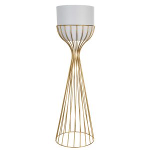 Kwietnik z osłonką stojący metalowy złoto biały 70cm drut 199252 Kwietnik z osłonką stojący metalowy złoto biały 70cm drut 199252