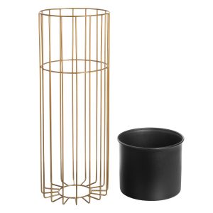 Kwietnik z osłonką stojący metalowy złoto czarny 55cm 199258 Kwietnik z osłonką stojący metalowy złoto czarny 55cm 199258