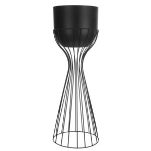 Kwietnik z osłonką stojący metalowy złoto czarny 56cm drut 199253 Kwietnik z osłonką stojący metalowy złoto czarny 56cm drut 199253