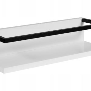 Lakierowana Półka łazienkowa LOV 40 cm Biały Połysk z Metalowym Wieszakem L 716985 Lakierowana Półka łazienkowa LOV 40 cm Biały Połysk z Metalowym Wieszakem L 716985