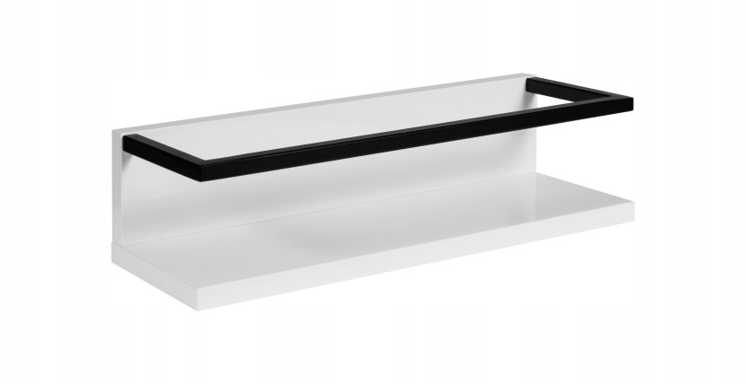 Lakierowana Półka łazienkowa LOV 40 cm Biały Połysk z Metalowym Wieszakem L 716985
