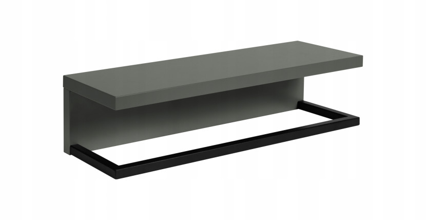 Lakierowana Półka łazienkowa LOV 40 cm Zielony Półmat z Metalowym Wieszakem 716984