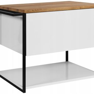 Lakierowana Szafka LOV 60 cm Biały Połysk z Drewnianym Blatem Wisząca 717143 Lakierowana Szafka LOV 60 cm Biały Połysk z Drewnianym Blatem Wisząca 717143