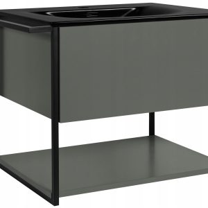 Lakierowana Szafka LOV 60 cm Zielony Półmat Czarna Umywalka Wisząca 717116 Lakierowana Szafka LOV 60 cm Zielony Półmat Czarna Umywalka Wisząca 717116
