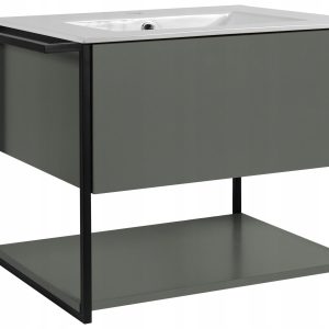 Lakierowana Szafka LOV 60 cm Zielony Półmat z Białą Umywalką Wisząca 717123 Lakierowana Szafka LOV 60 cm Zielony Półmat z Białą Umywalką Wisząca 717123