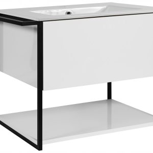 Lakierowana Szafka LOV 60 cm Zielony Półmat z Białą Umywalką Wisząca 717114 Lakierowana Szafka LOV 60 cm Zielony Półmat z Białą Umywalką Wisząca 717114