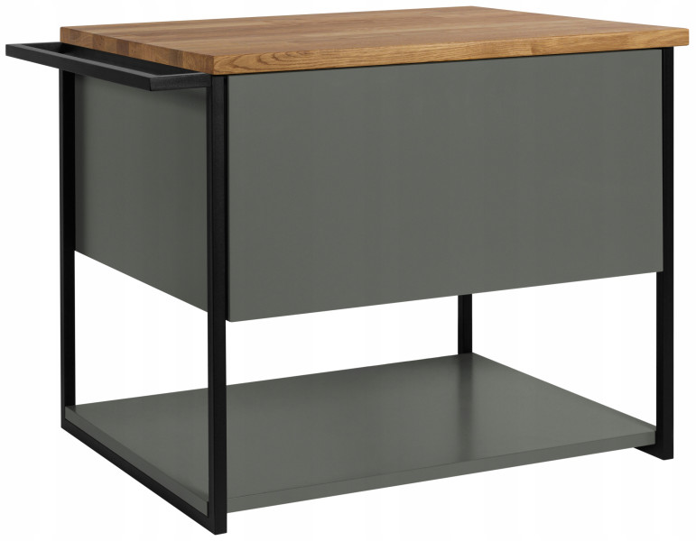 Lakierowana Szafka LOV 60 cm Zielony Półmat z Drewnianym Blatem Wisząca 717146