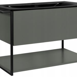 Lakierowana Szafka LOV 80 cm Zielony Półmat Czarna Umywalka Wisząca 717122 Lakierowana Szafka LOV 80 cm Zielony Półmat Czarna Umywalka Wisząca 717122