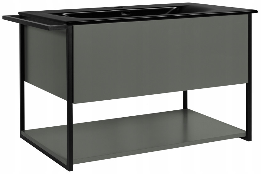 Lakierowana Szafka LOV 80 cm Zielony Półmat Czarna Umywalka Wisząca 717122