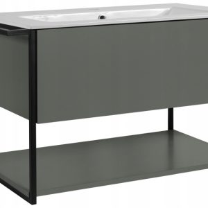 Lakierowana Szafka LOV 80 cm Zielony Półmat z Białą Umywalką Wisząca 717125 Lakierowana Szafka LOV 80 cm Zielony Półmat z Białą Umywalką Wisząca 717125