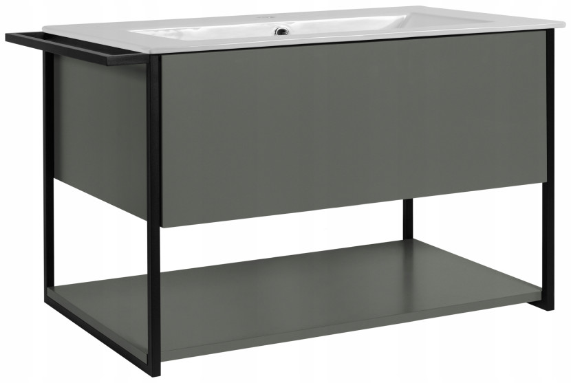 Lakierowana Szafka LOV 80 cm Zielony Półmat z Białą Umywalką Wisząca 717125