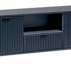 Lamelowa szafka rtv w kolorze indigo – Naska 293018