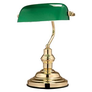 Lampa biurkowa Antique metalowa zielono-złota 26990 Lampa biurkowa Antique metalowa zielono-złota 26990