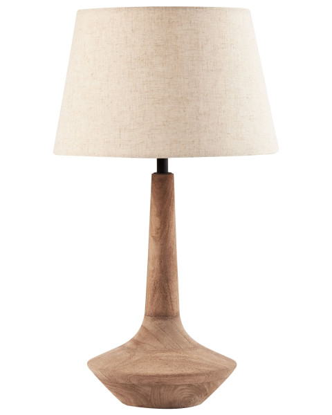 Lampa biurkowa drewno klosz materiałowy ciemnobrązowa 712140
