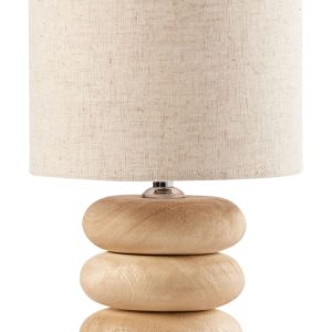 Lampa biurkowa drewno klosz materiałowy jasnobrązowa 712315 Lampa biurkowa drewno klosz materiałowy jasnobrązowa 712315