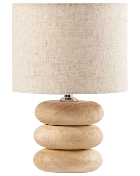 Lampa biurkowa drewno klosz materiałowy jasnobrązowa 712315