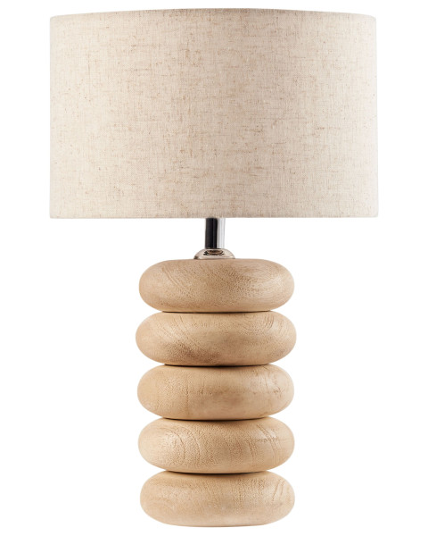 Lampa biurkowa drewno klosz materiałowy jasnobrązowa 712141