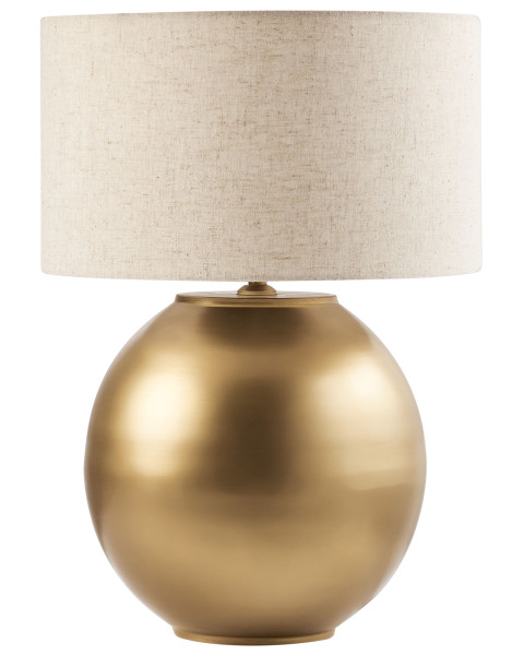 Lampa biurkowa metal klosz materiałowy mosiężna 712313