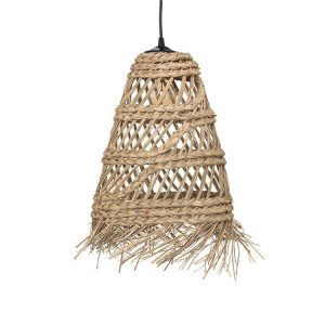 Lampa boho wisząca z plecionki ze słomy LAHYS, Ø 28 cm 636266 Lampa boho wisząca z plecionki ze słomy LAHYS, Ø 28 cm 636266