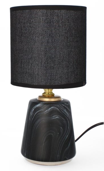 Lampa ceramiczna Livello 26,5 cm czarna lampka nocna z kablem abażur 893172