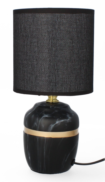 Lampa ceramiczna Livello 26,5 cm czarna lampka nocna z kablem abażur 893156