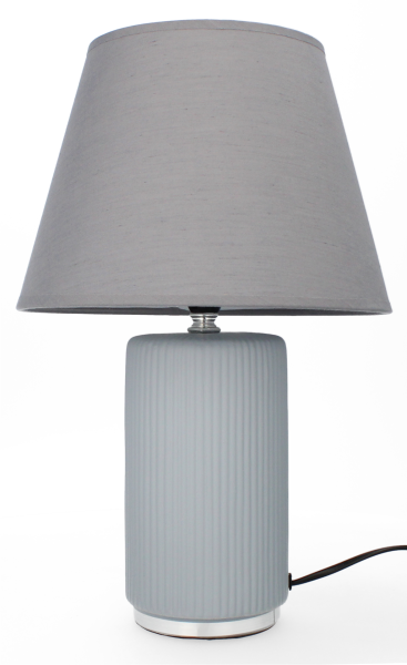 Lampa ceramiczna Livello 38cm szaro srebrna lampka nocna z kablem abażur 893167
