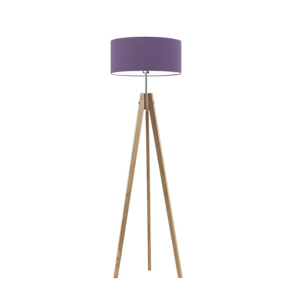 Lampa drewniana tripod abażur Dąb/ Fioletowy 1002441