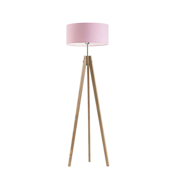 Lampa drewniana tripod abażur Dąb/ Jasny Różowy 1002402
