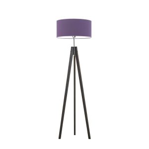 Lampa drewniana tripod abażur Heban/ Fioletowy 1003334 Lampa drewniana tripod abażur Heban/ Fioletowy 1003334