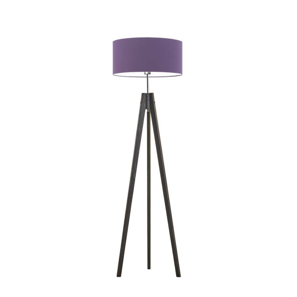 Lampa drewniana tripod abażur Heban/ Fioletowy 1003334