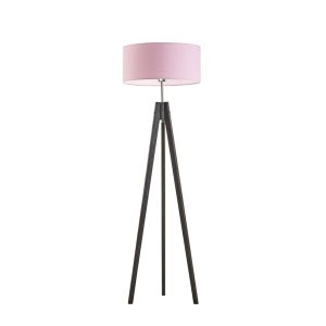 Lampa drewniana tripod abażur Heban/ Jasny Różowy 1002377 Lampa drewniana tripod abażur Heban/ Jasny Różowy 1002377