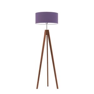 Lampa drewniana tripod abażur Mahoń/ Fioletowy 1002379 Lampa drewniana tripod abażur Mahoń/ Fioletowy 1002379