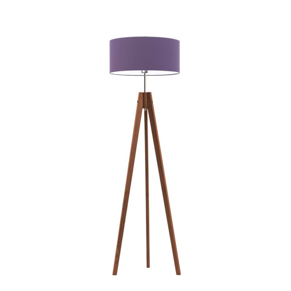 Lampa drewniana tripod abażur Mahoń/ Fioletowy 1002379