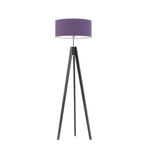 Lampa drewniana tripod abażur Popielaty/ Fioletowy 1002407 Lampa drewniana tripod abażur Popielaty/ Fioletowy 1002407