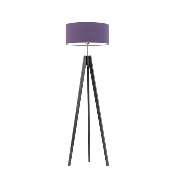 Lampa drewniana tripod abażur Popielaty/ Fioletowy 1002407