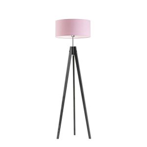 Lampa drewniana tripod abażur Popielaty/ Jasny Różowy 1002404 Lampa drewniana tripod abażur Popielaty/ Jasny Różowy 1002404