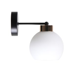 Lampa kinkiet AMANDA czarny+złoty 1×40 e27 klosz biały 795778 Lampa kinkiet AMANDA czarny+złoty 1×40 e27 klosz biały 795778