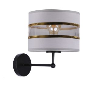 Lampa kinkiet ANDY czarny 1x40w e27 abażur szary+złoty 795345 Lampa kinkiet ANDY czarny 1x40w e27 abażur szary+złoty 795345