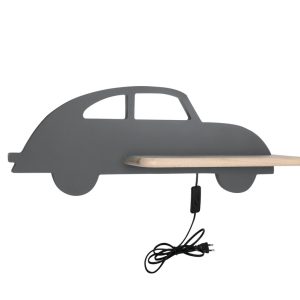 Lampa kinkiet CAR 5w led 4000k wp iq kids z przewodem z wł. i wtyczką szary 795533