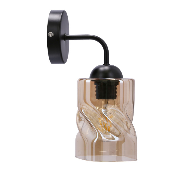 Lampa kinkiet FELIS czarny 1x60w e27 klosz bursztynowy 794878