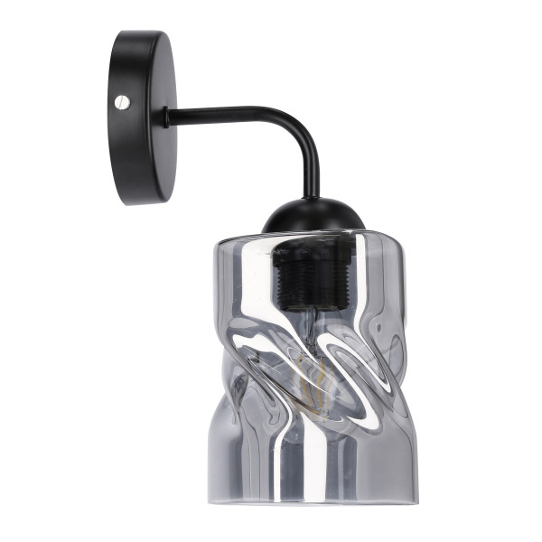 Lampa kinkiet FELIS czarny 1x60w e27 klosz dymiony 796422