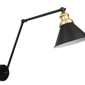Lampa kinkiet FUNDO czarny+złoty 1x40w e27 klosz czarny 794610 Lampa kinkiet FUNDO czarny+złoty 1x40w e27 klosz czarny 794610