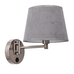 Lampa kinkiet IBIS satynowy 1x40w e14 abażur grafitowy 796419 Lampa kinkiet IBIS satynowy 1x40w e14 abażur grafitowy 796419