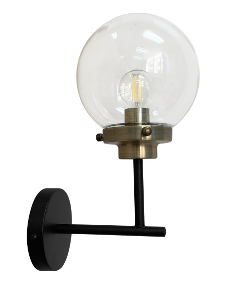 Lampa kinkiet LENS czarny+patynowy matowy 1x40w e14 klosz bezbarwny 794893