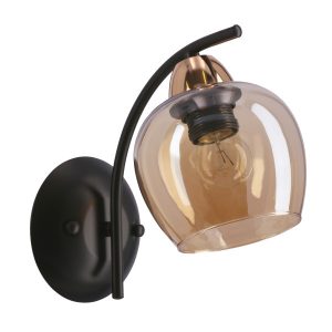 Lampa kinkiet MERRA czarny 1x40w e27 klosz bursztynowy 794608 Lampa kinkiet MERRA czarny 1x40w e27 klosz bursztynowy 794608