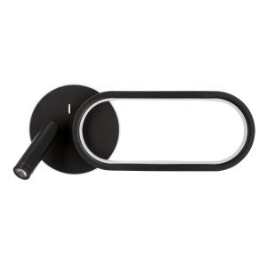 Lampa kinkiet MONET owal czarny 13w led 3000k, 4000k, 6000k klosz biały 794609 Lampa kinkiet MONET owal czarny 13w led 3000k, 4000k, 6000k klosz biały 794609
