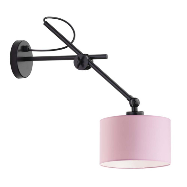 Lampa kinkiet na wysięgniku ruchomym HAMILTON Czarny - Jasny Różowy 859135