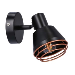 Lampa kinkiet NERIA czarny 1x40w e14 klosz miedziany 794713 Lampa kinkiet NERIA czarny 1x40w e14 klosz miedziany 794713
