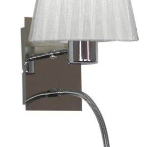 Lampa kinkiet SYLWANA 1x40w e14 + led z wyłącznikiem chrom / biały kwadrat 836513 Lampa kinkiet SYLWANA 1x40w e14 + led z wyłącznikiem chrom / biały kwadrat 836513