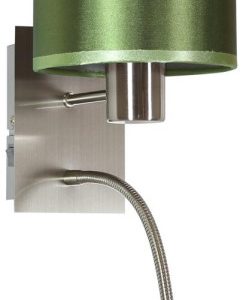 Lampa kinkiet SYLWANA 1x40w e14 + led z wyłącznikiem chrom / zielony ciemny 794894 Lampa kinkiet SYLWANA 1x40w e14 + led z wyłącznikiem chrom / zielony ciemny 794894